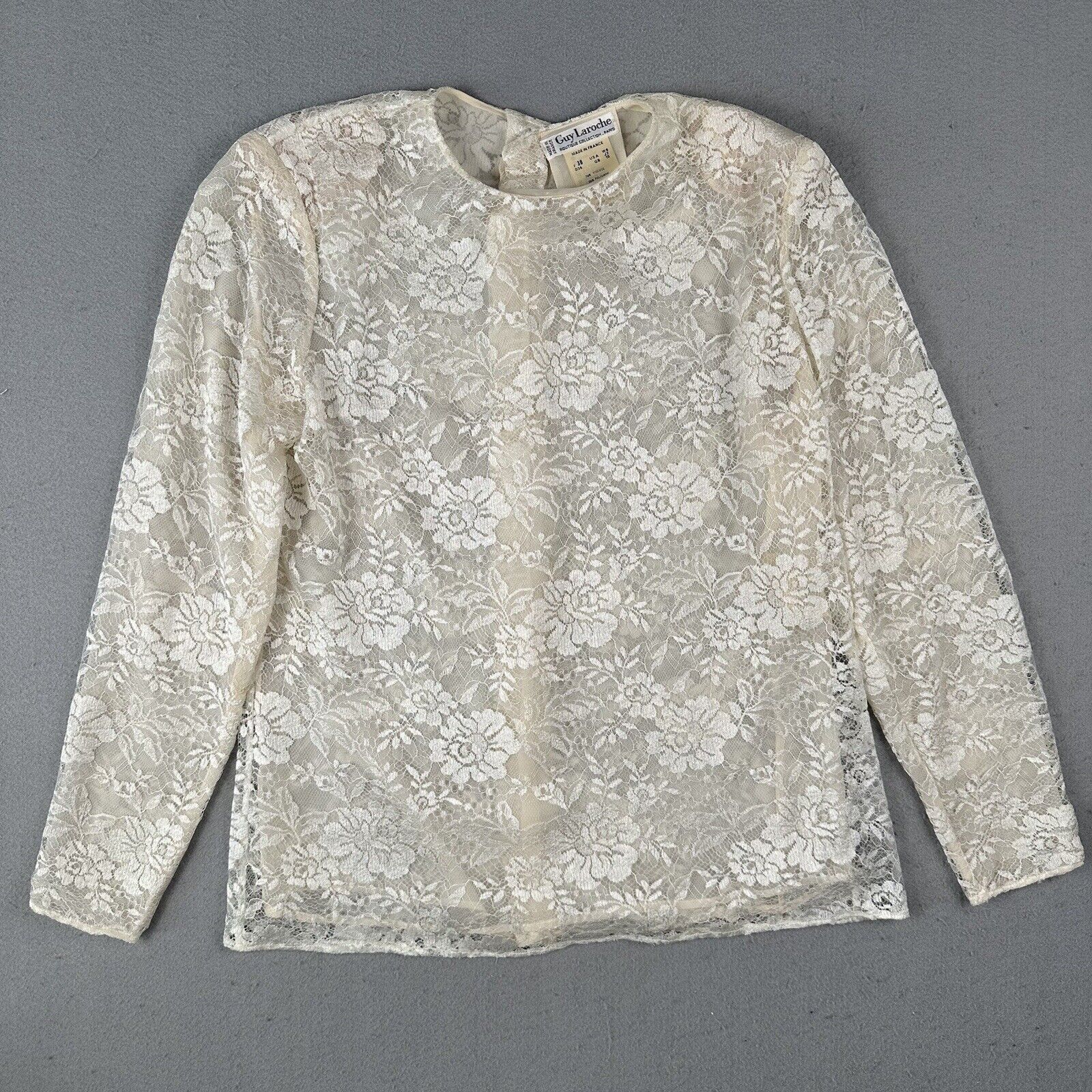 Guy Laroche Floral Ivory Lace Blouse (8)