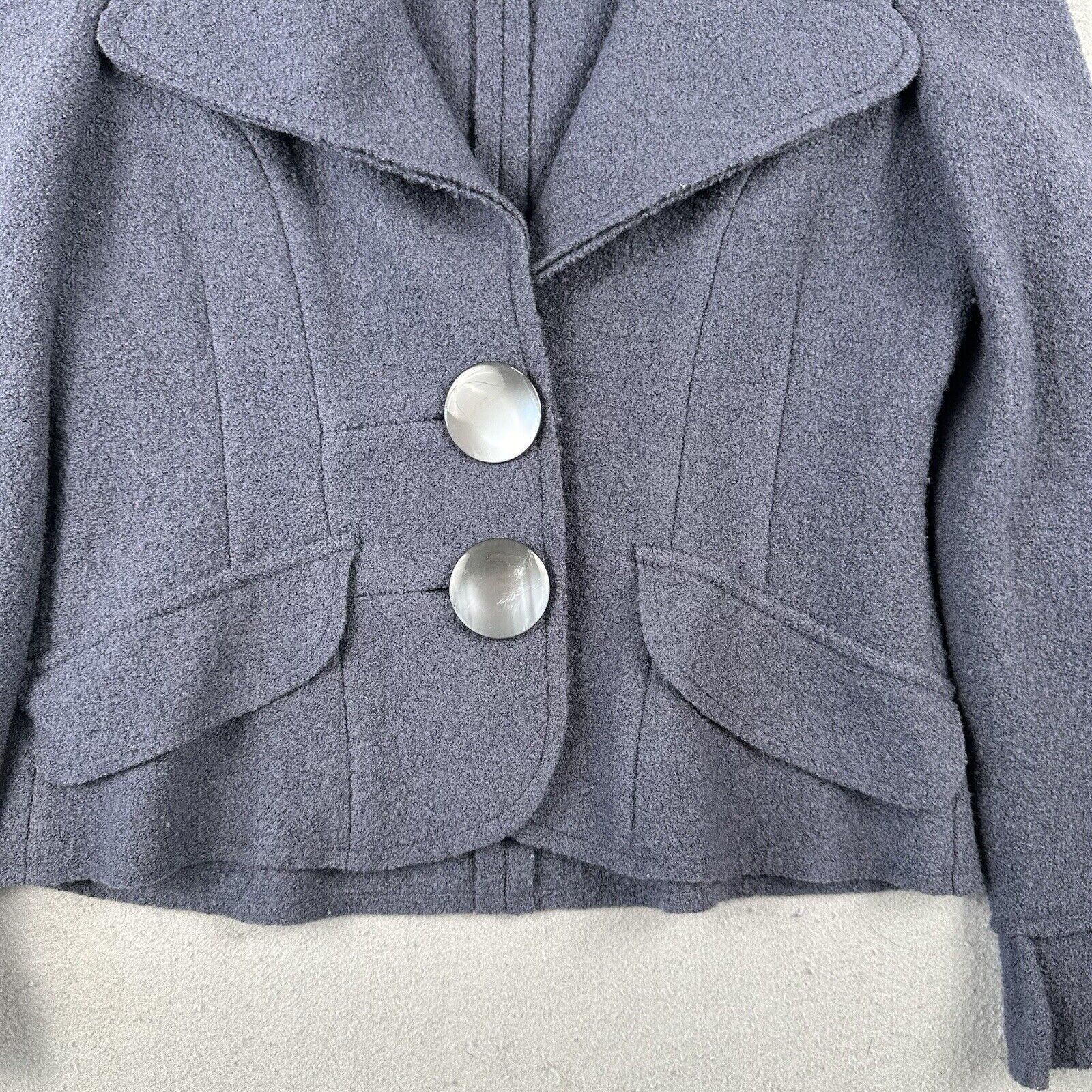 Vivian Shyu Wool Ruffle Button Front Blazer Jacket