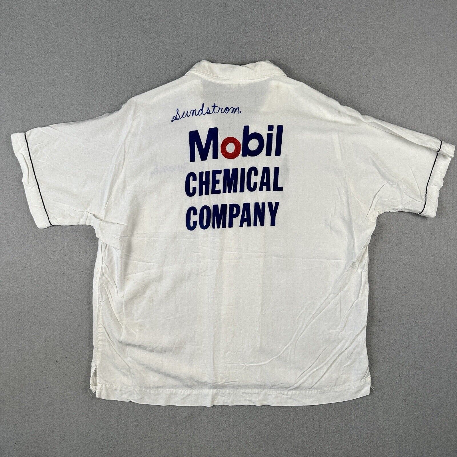 60s Nat Nast Mobil Chemical Company Bowling Shirt (X-Large)