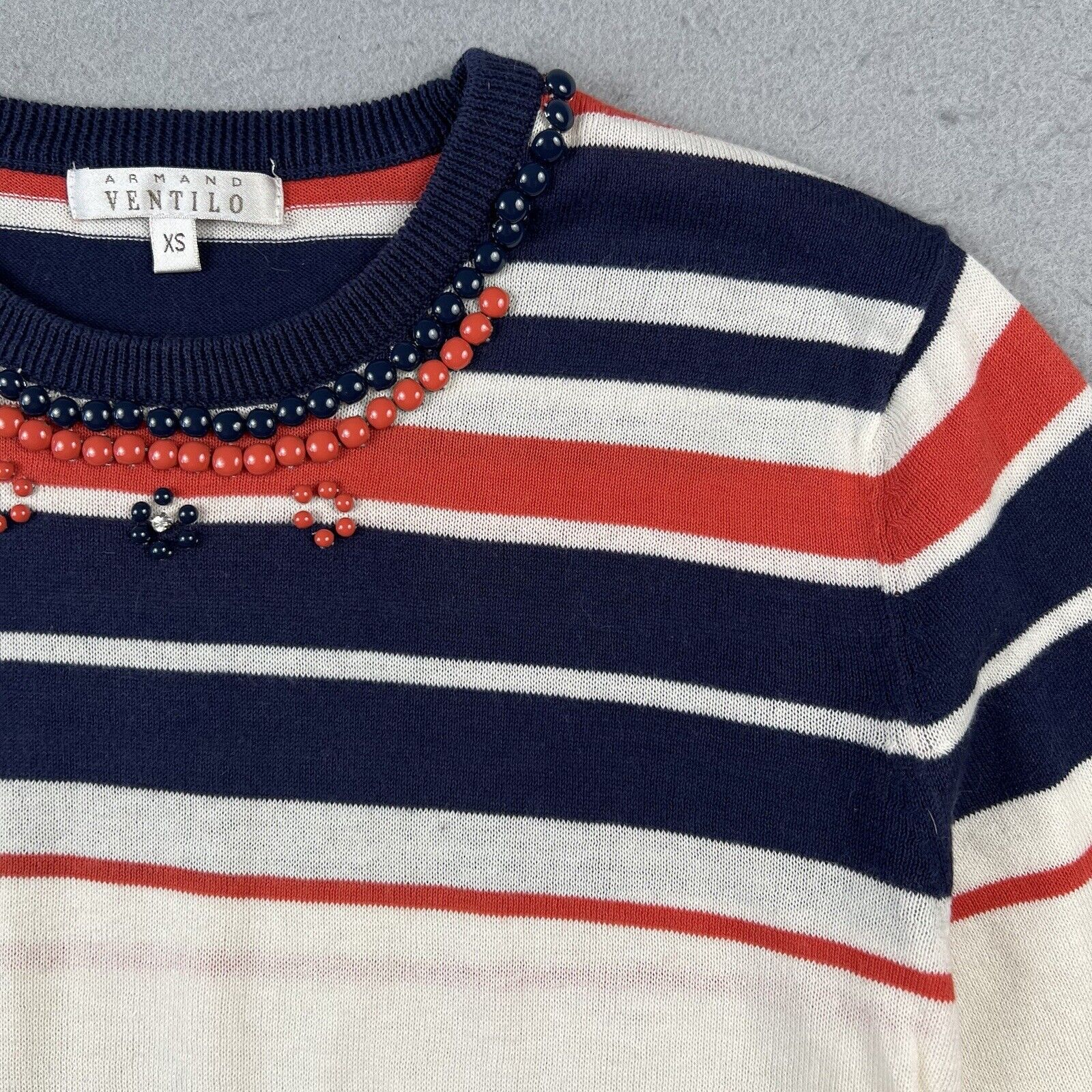 Armand Ventilo Striped 3/4 Sleeve Sweater (XS)