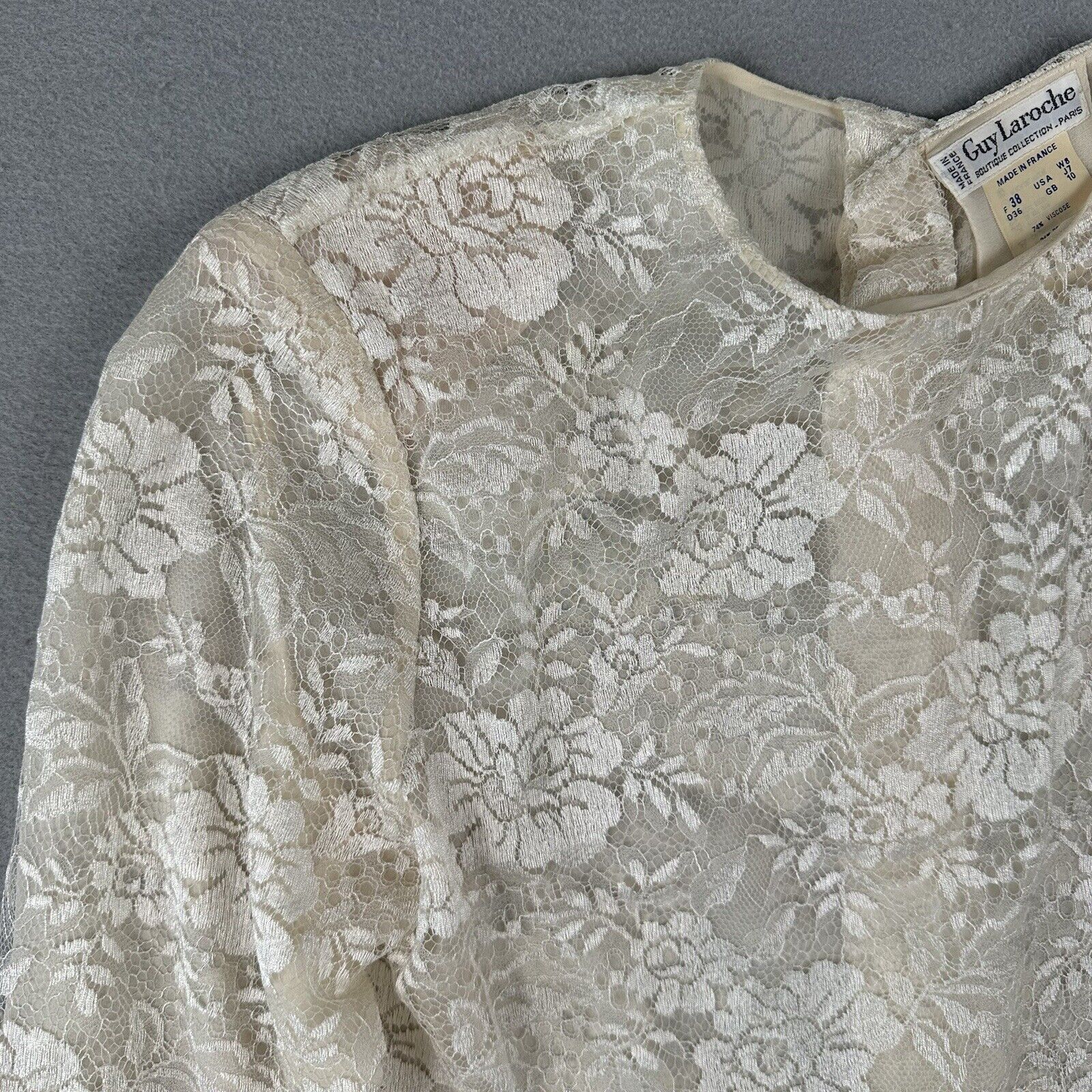 Guy Laroche Floral Ivory Lace Blouse (8)