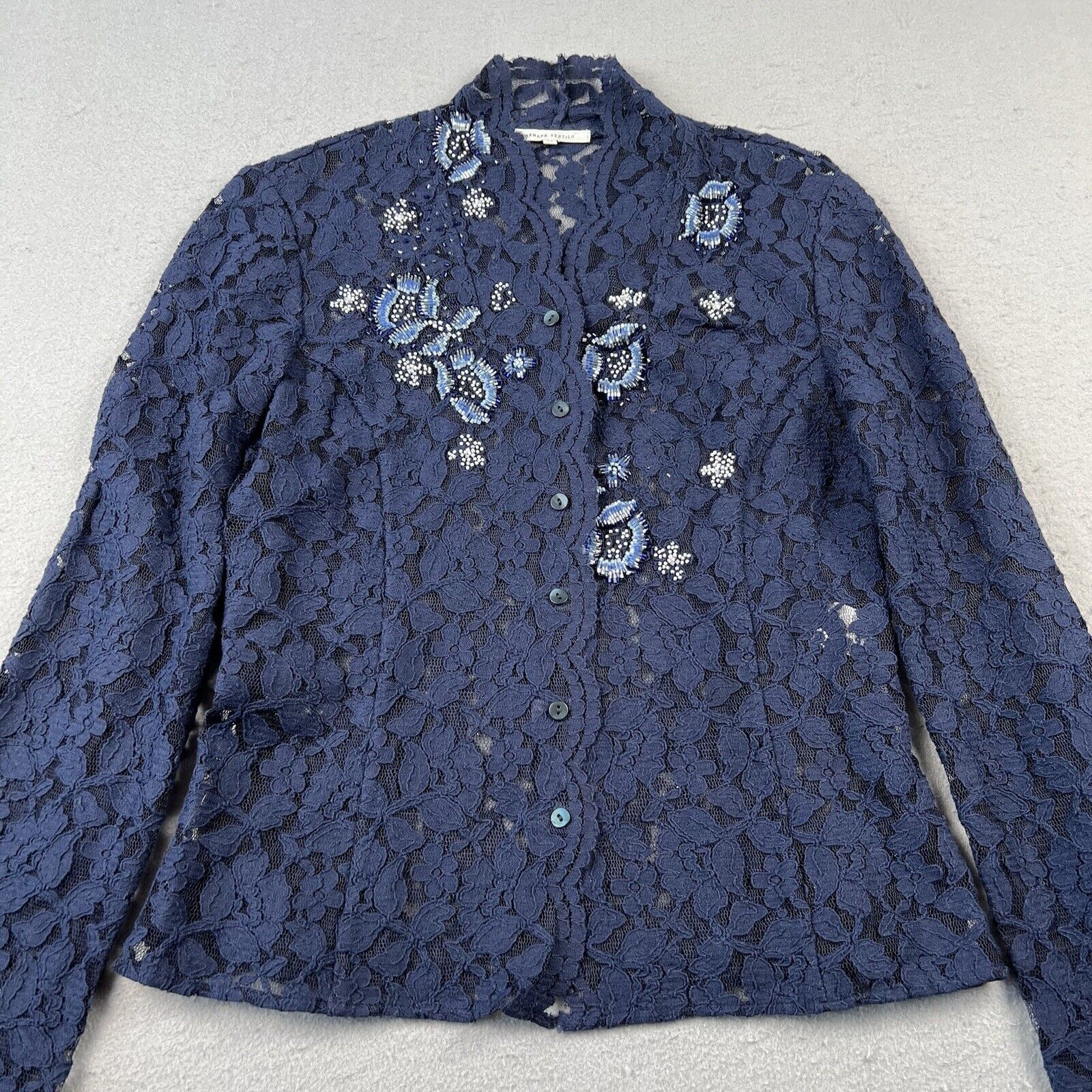 Armand Ventilo Lace Beaded Floral Blazer (38)