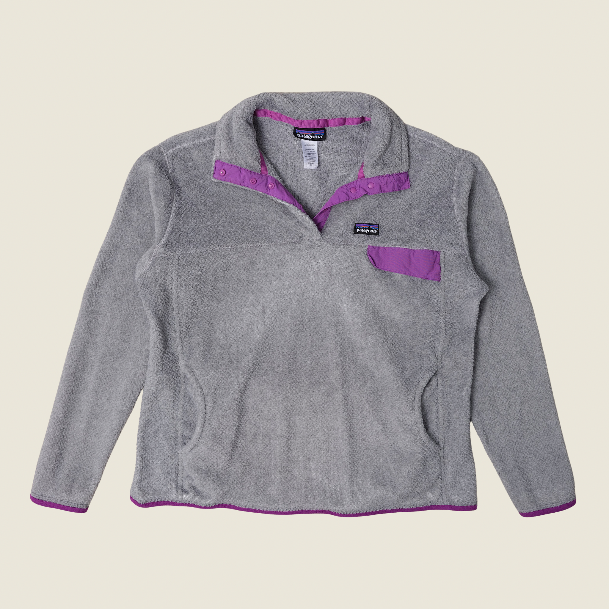 Patagonia Re-Tool Snap-T Pullover, Gray/Purple (Women’s X-Large)