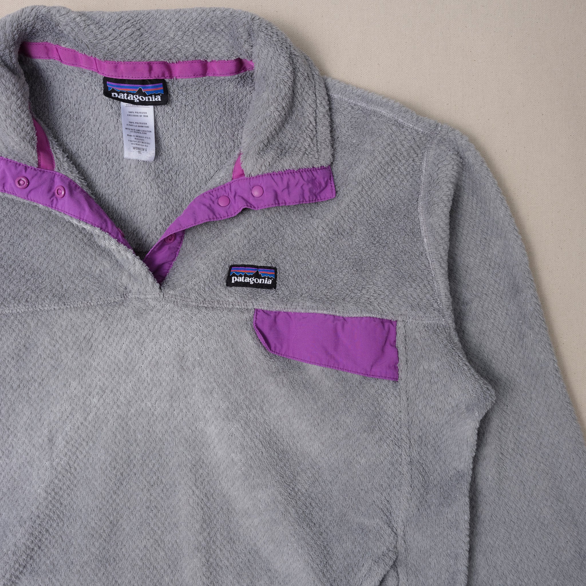 Patagonia Re-Tool Snap-T Pullover, Gray/Purple (Women’s X-Large)