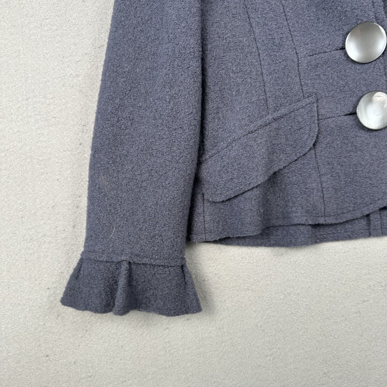 Vivian Shyu Wool Ruffle Button Front Blazer Jacket