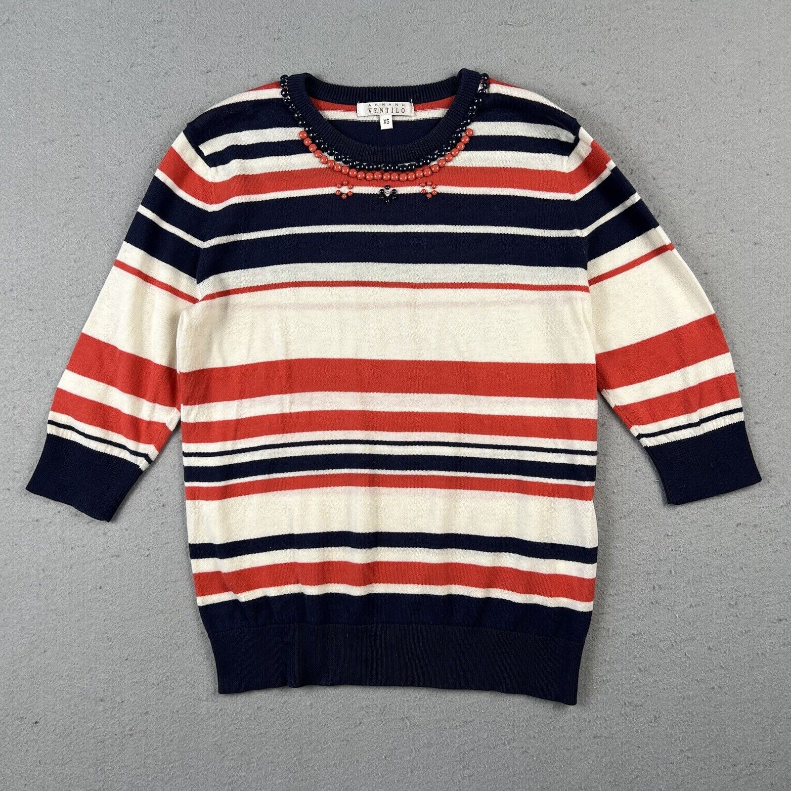 Armand Ventilo Striped 3/4 Sleeve Sweater (XS)