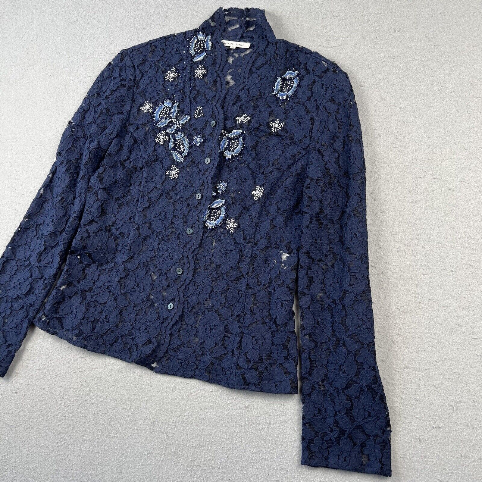 Armand Ventilo Lace Beaded Floral Blazer (38)