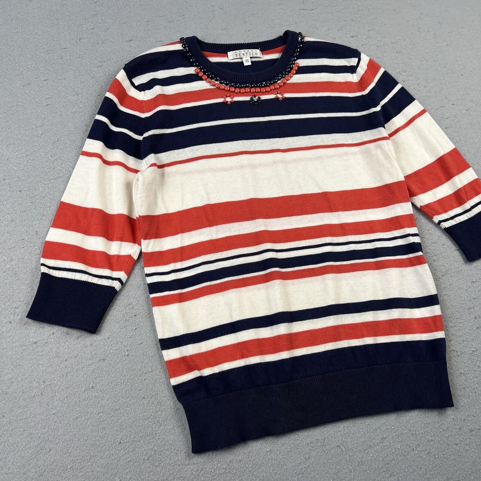 Armand Ventilo Striped 3/4 Sleeve Sweater (XS)